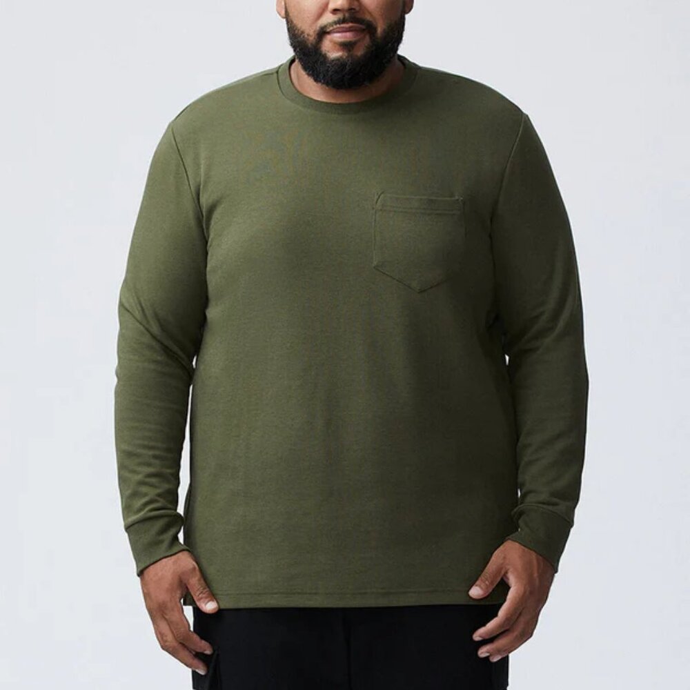 Good Counsel Men's Thompson Long Sleeve with Pocket Tee Olive Green 4XL
